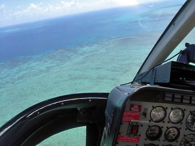 Chopper over Great Barrier Reef